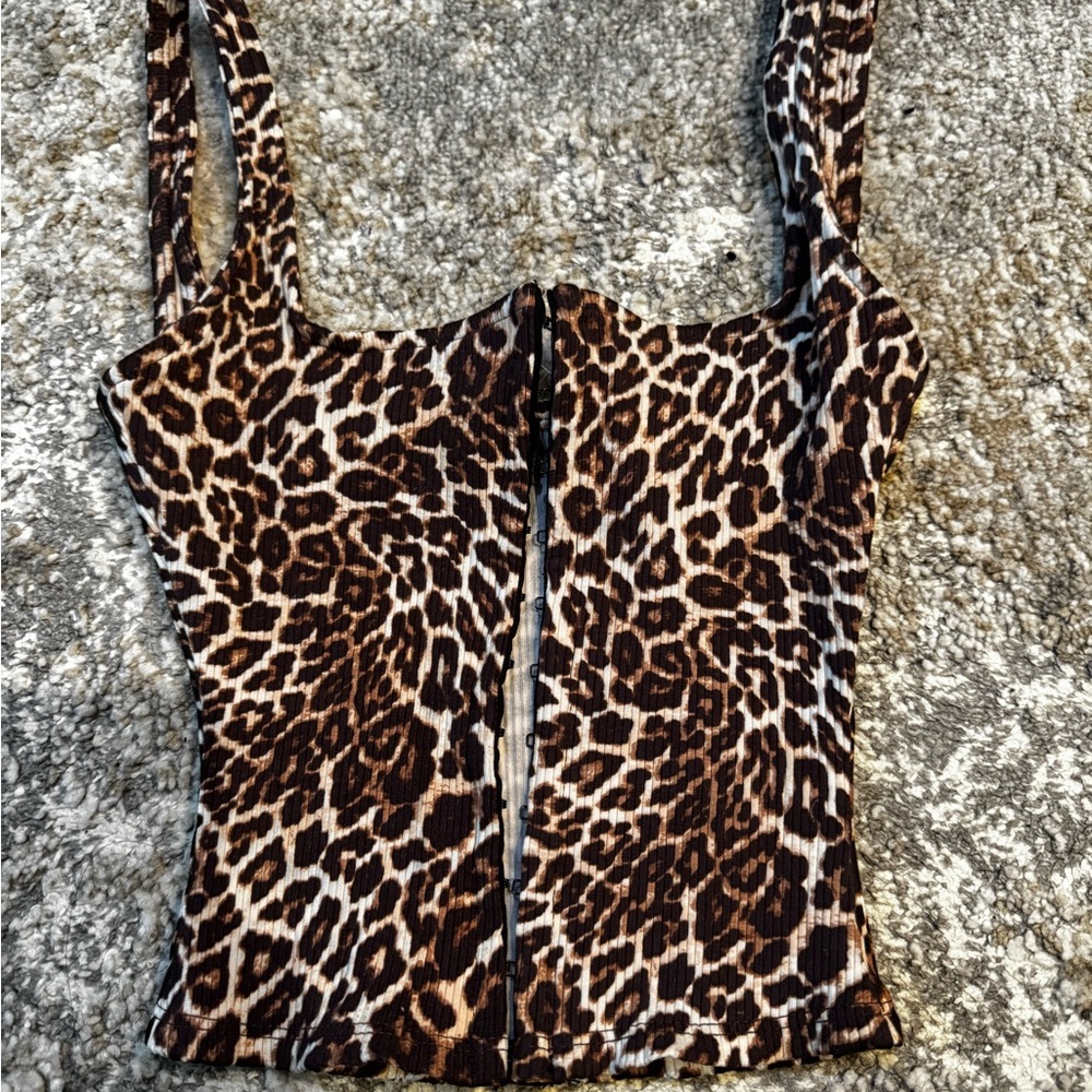 Fashion Nova Leopard Print Corset Top Rayon Spandex XS ST2017L
